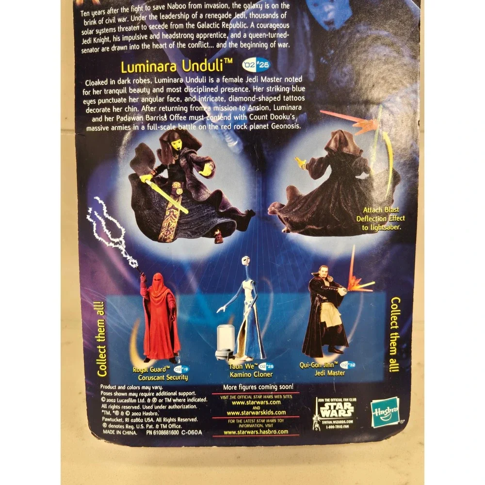 Star Wars Luminara Unduli Jedi Master Action Figure Attack of the Clones 2002